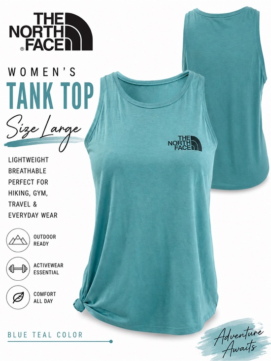 The North Face Tops - The North Face Women’s Logo Tank Top Large Blue Teal Sleeveless Outdoor Hiking
